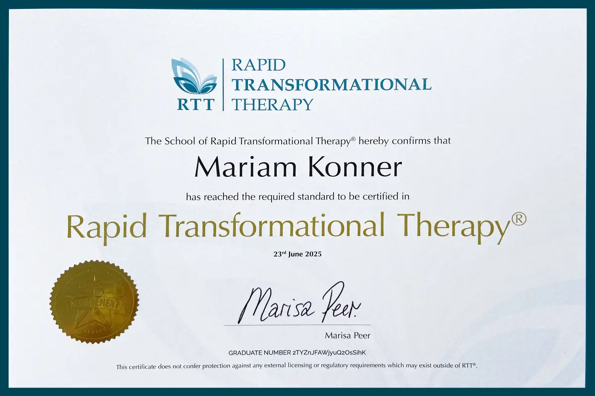 Certificate Rapid Transformational Therapist Mariam Konner